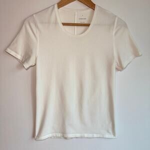 Everlane The Supima Form Crew Neck Tee Medium White Short Sleeve Cotton Jersey